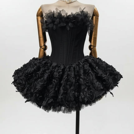 Women’s 2026 Floral Tulle Corset Ballet Dress Strapless Tiered Ruffle Lace-Up Spring Summer Beach Party Evening Dress women-s-2026-floral-tulle-corset-ballet-dress-strapless-tiered-ruffle-lace-up-spring-summer-beach-party-evening-dress