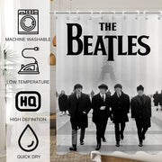 B-Beatles Rock Band Printed Shower Curtain with 12 Hooks
