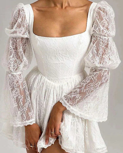 Lace Long Sleeve Sexy Mini Dress