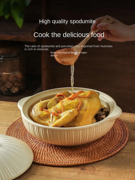 Japanese Ceramic Double Handle Stew Pot for Authentic Gas Stove Cooking