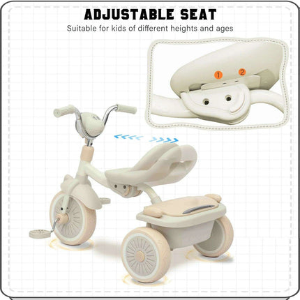 Colorful Adventure Trike: Foldable Toddler Tricycle with Adjustable Seat and Lights