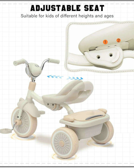 Colorful Adventure Trike: Foldable Toddler Tricycle with Adjustable Seat and Lights