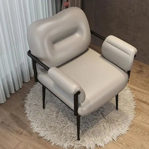 Modern Italian Armrest Chair - Ergonomic Design Faux Leather Living Room Chair