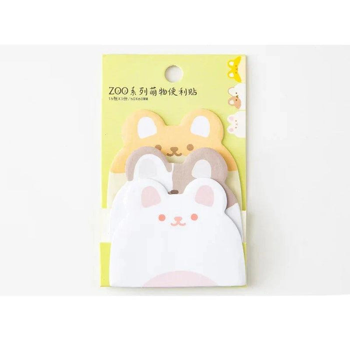 Whimsical Cat and Rabbit Sticky Notes Set - Fun Animal Memo Pads for Work and Study