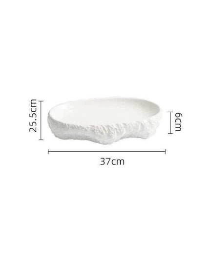 Nature-Inspired Textured White Ceramic Dinner Plate for Elegant Dining