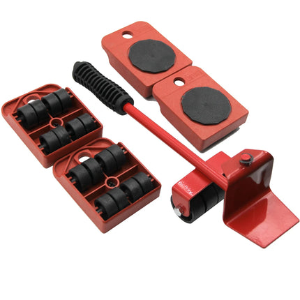 5-Piece Heavy Object Moving & Handling Tool Set — Portable Pulley System
