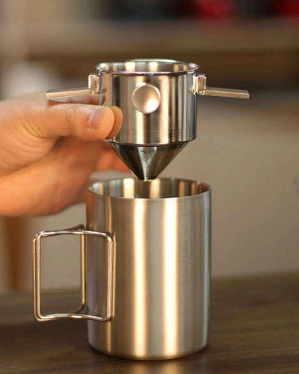 Stainless Steel Reusable Coffee Filter Cup with Convenient Hanging Ears - Eco-Friendly Brewing Essential