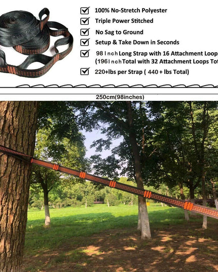Zowee Ultimate Adventure Hammock Set with Tree Straps & Heavy-Duty Carabiners | Ultra-Durable Parachute Nylon