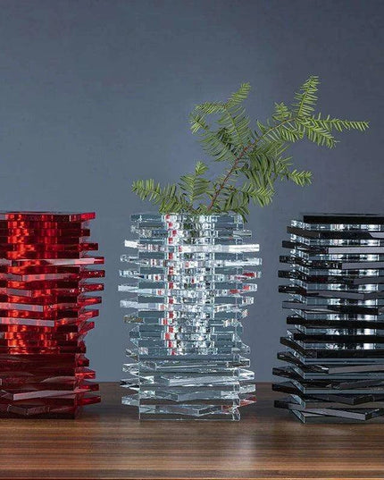 Sophisticated Geometric Crystal Glass Vase Set for Stylish Floral Arrangements