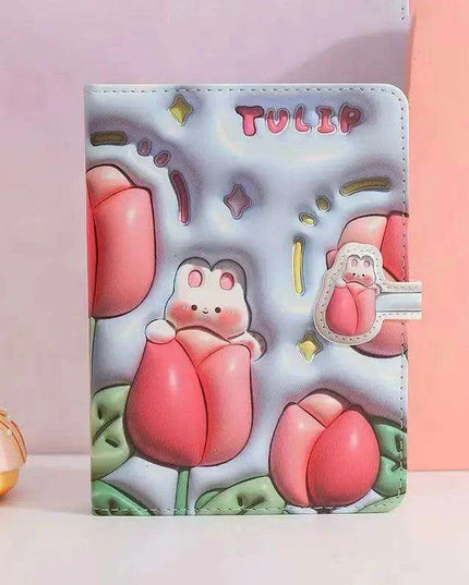 Bunny Planet Delight: Colorful Student Planner Notebook with Magnetic Closure