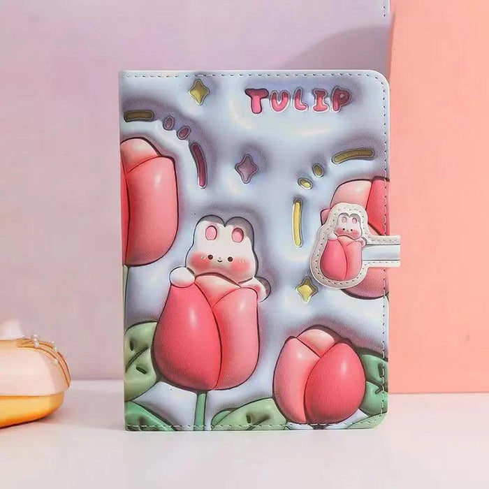 Bunny Planet Delight: Colorful Student Planner Notebook with Magnetic Closure