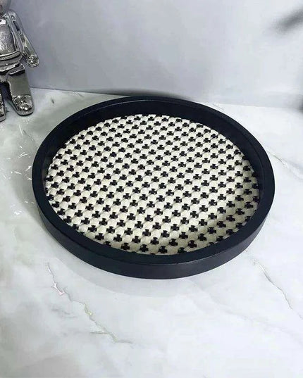 Elegant Velvet Leather Round Storage Tray: Chic Organizer for Jewelry and Cosmetics