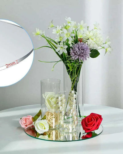 36-Piece Glass Cylinder Vases and Mirror Trays Set for Stylish Event Decor