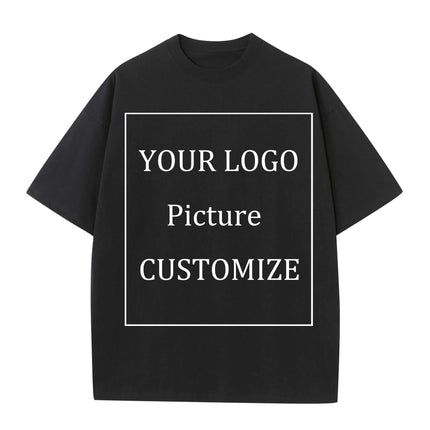 Personalized Heavyweight Cotton Oversized Tee for All - Custom 250GSM Short Sleeve Tops with Your Unique Design