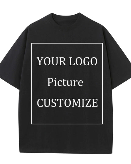 Personalized Heavyweight Cotton Oversized Tee for All - Custom 250GSM Short Sleeve Tops with Your Unique Design