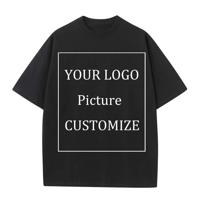 Personalized Heavyweight Cotton Oversized Tee for All - Custom 250GSM Short Sleeve Tops with Your Unique Design