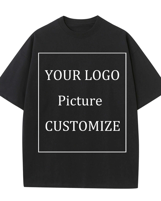 Personalized Heavyweight Cotton Oversized Tee for All - Custom 250GSM Short Sleeve Tops with Your Unique Design