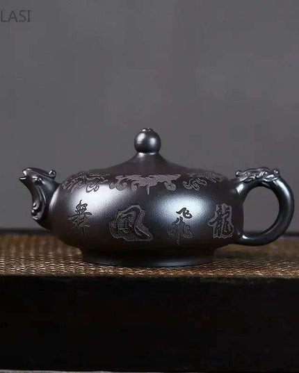 Handcrafted 200ml Authentic Zisha Black Mud Teapot - Premium Infuser for Discerning Tea Aficionados