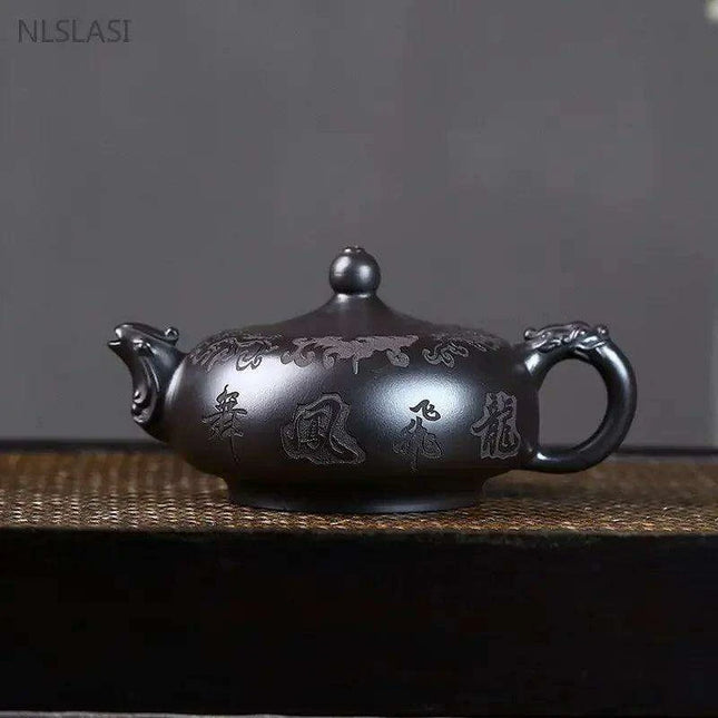 Handcrafted 200ml Authentic Zisha Black Mud Teapot - Premium Infuser for Discerning Tea Aficionados