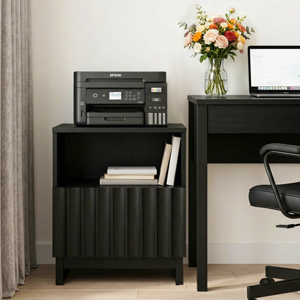 TinyNest Fluted Nightstand - Modern Bedside Table with Storage Drawers