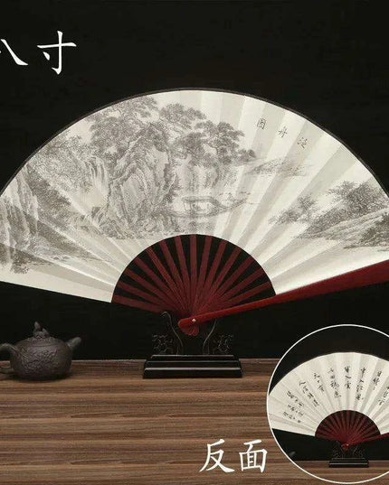 Vintage Silk Folding Fan with Bamboo Handle - Stunning Handheld Accessory for Celebrations and Home Sophistication