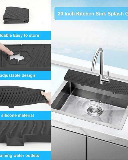 Versatile Silicone Splash Guard Mat with Drip Catcher for Kitchen and Bath