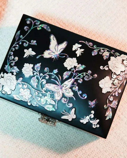 Lustrous Abalone Inlay Jewelry Organizer - Artisan Lacquered Box for Women