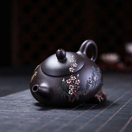 Handcrafted Authentic Purple Clay Teapot - 160ml Elegant Chinese Teapot for Ceremonial Tea and Special Gifting