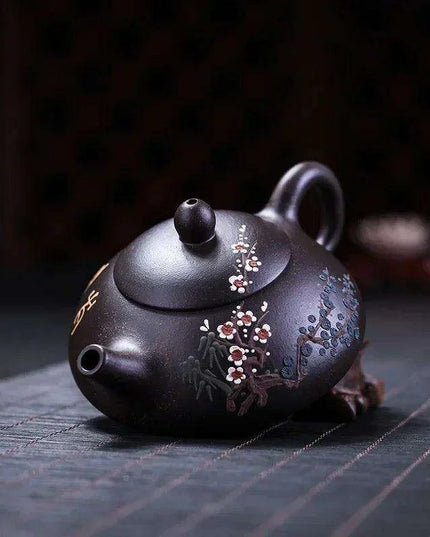 Handcrafted Authentic Purple Clay Teapot - 160ml Elegant Chinese Teapot for Ceremonial Tea and Special Gifting