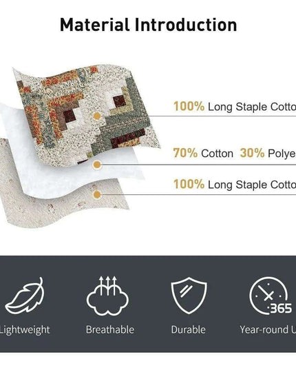 Reversible Floral and Plaid Quilt Set for California King - 100% Cotton Bedspread with Pillow Covers, Easy Care