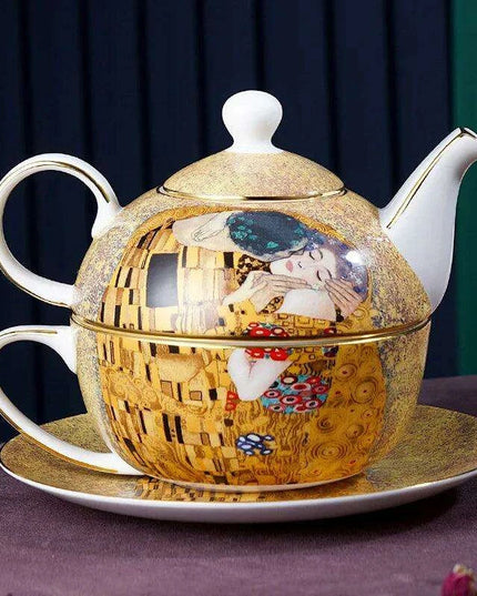 Regal Elegance: European Aristocracy Inspired Fine Bone China Tea Set with Exquisite Lady's Portrait