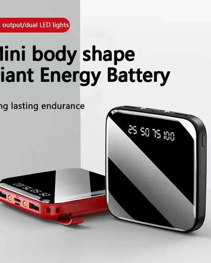 Ultra-Portable 50000mAh Power Bank with LED Mirror Display and Dual USB Ports - Perfect for On-the-Go Charging