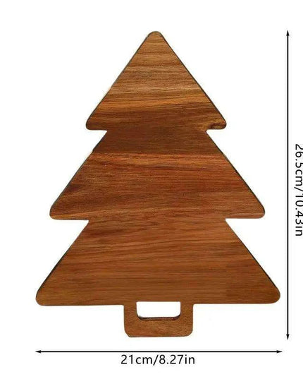 Festive Wooden Christmas Tree Serving Tray for Holiday Gatherings and Home Decor