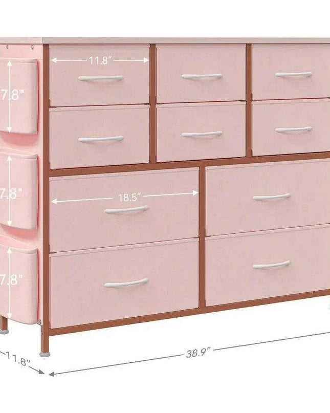 Elegant 10-Drawer Makeup Vanity with Side Pockets and Superior Stability