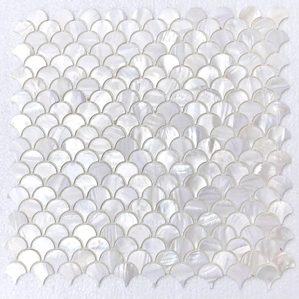 Natural Shell Mosaic Fish Scale Wall Art – 30×30 cm