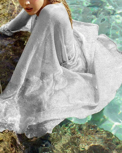 Elegant Transparent Maxi Kimono Dress for Women - Perfect Beach Cover-Up