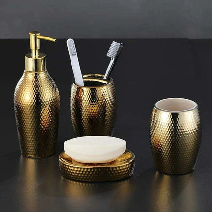 Golden Ceramic Bathroom Accessory Set