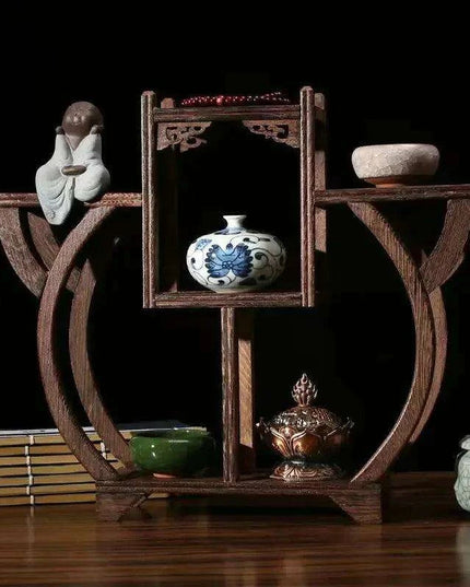 Handcrafted Wooden Display Stand for the Traditional Kung Fu Tea Ceremony
