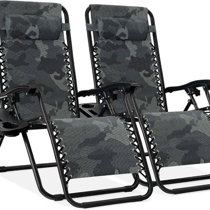 Luxury Zero Gravity Lounge Chairs Set with Accessories in Elegant Black