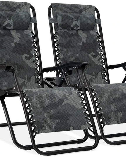 Luxury Zero Gravity Lounge Chairs Set with Accessories in Elegant Black