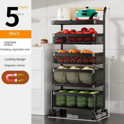 Nordic Stainless Steel Kitchen Trolley with Wheels & Rotating