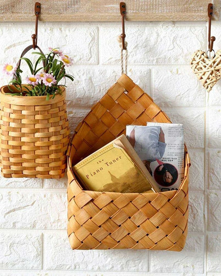 Woven Bamboo Wall Baskets for Elegant Plant and Flower Arrangement