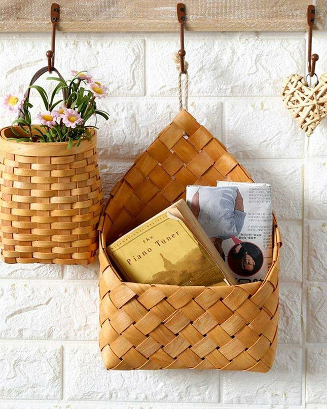Woven Bamboo Wall Baskets for Elegant Plant and Flower Arrangement