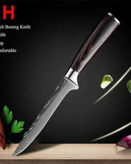 Exquisite Damascus Steel Chef Knife Collection - 1-10Pcs Japanese Santoku and Utility Knives for Culinary Excellence