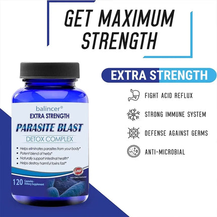 Balincer Extra Strength Parasite Blast Detox Complex — Herbal Gut & Colon Cleanse Capsules
