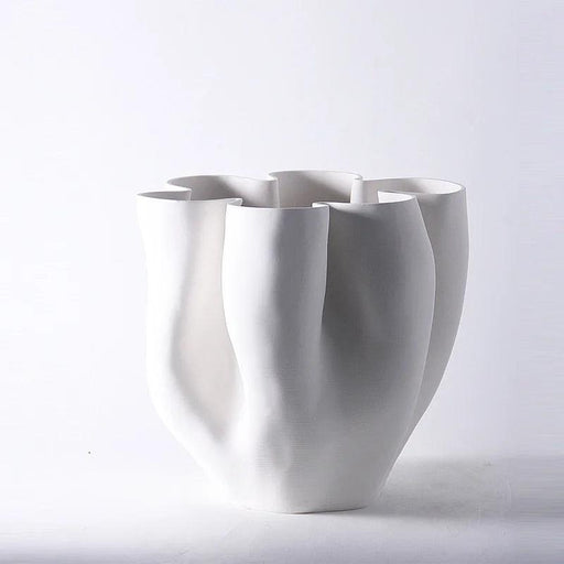 Sophisticated Ceramic Vase with Unique Open Fold Design - Stylish Home Décor Piece