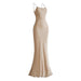 Elegant Sleeveless Long Silk Satin Party Dress in Mulberry