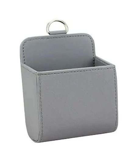 Sleek Black PU Leather Car Air Vent Organizer for Phone and Glasses