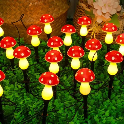 Solar Mushroom Garden Ground Light | 8 & 12 LED, 8 Lighting Modes, Warm White