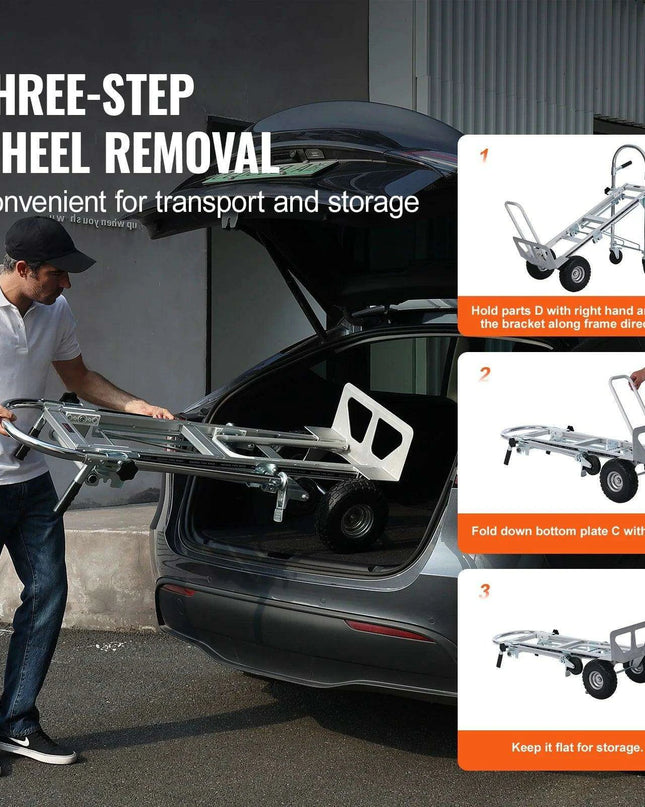 Versatile Heavy-Duty Aluminum Folding Dolly Cart - Ultimate Transport Solution for Industrial and Retail Use